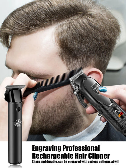 HIENA Professional Hair Clipper Kit, LCD Display Electric Grooming Set for Men