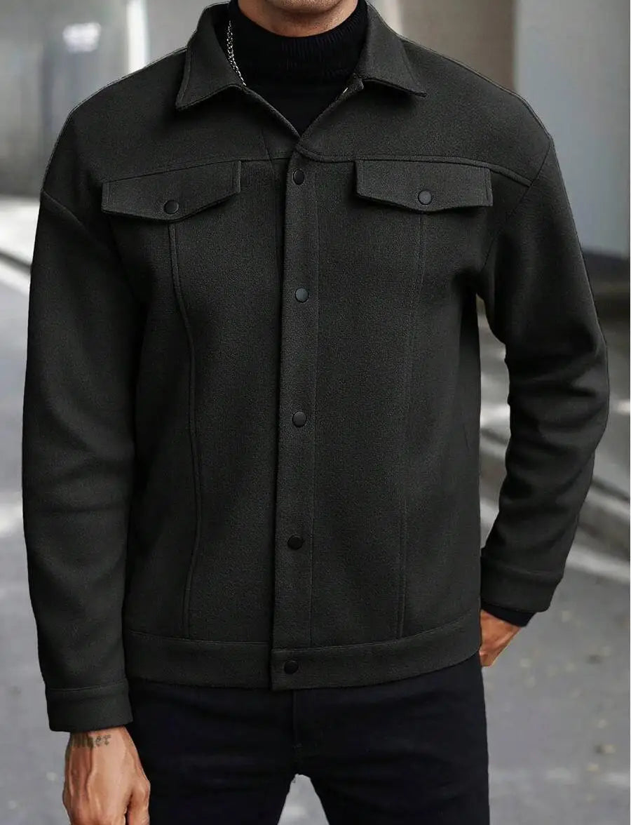 Men's Casual Shacket, Button-Up Overshirt Spring Jacket