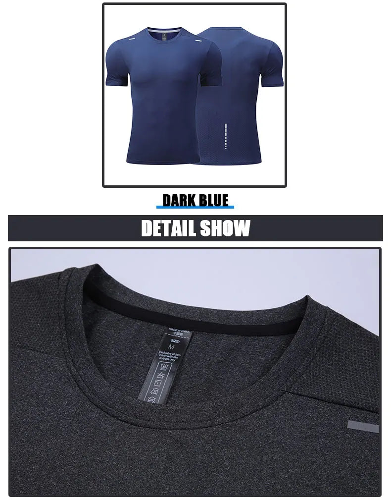 Men's Quick Dry Short Sleeve Sports Top, Breathable Cycling & Running Tee