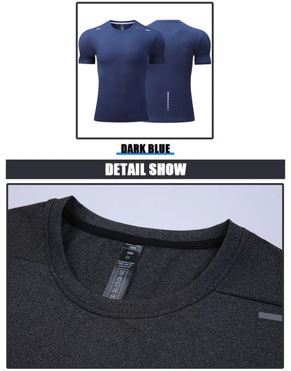 Men's Quick Dry Short Sleeve Sports Top, Breathable Cycling & Running Tee
