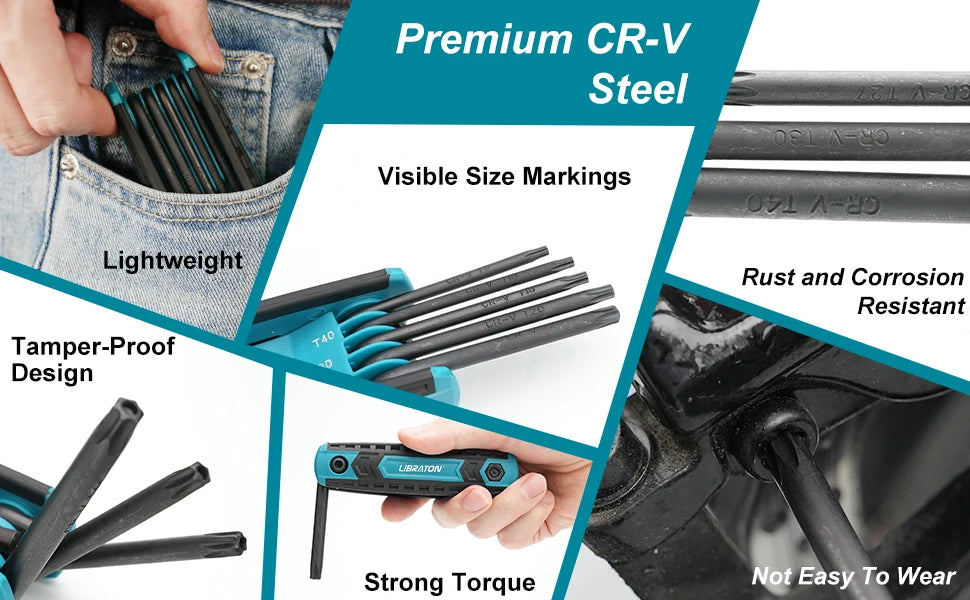 8-in-1 Folding Allen & Torx Wrench Set, Metric Hex Key Kit