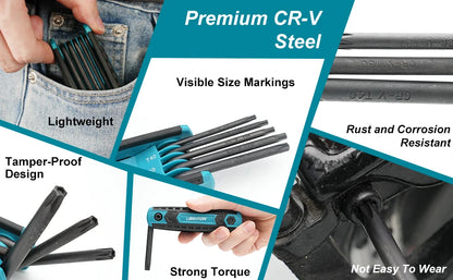 8-in-1 Folding Allen & Torx Wrench Set, Metric Hex Key Kit