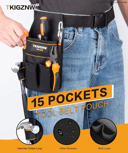 Tool Belt Pouch, 6 Pockets & 9 Screwdriver Loops