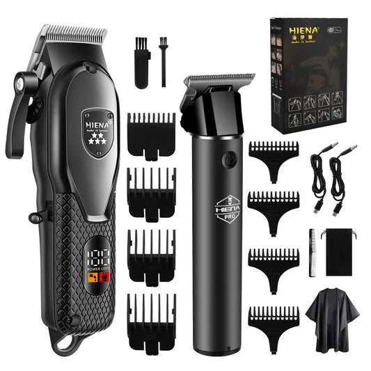 HIENA Professional Hair Clipper Kit, LCD Display Electric Grooming Set for Men