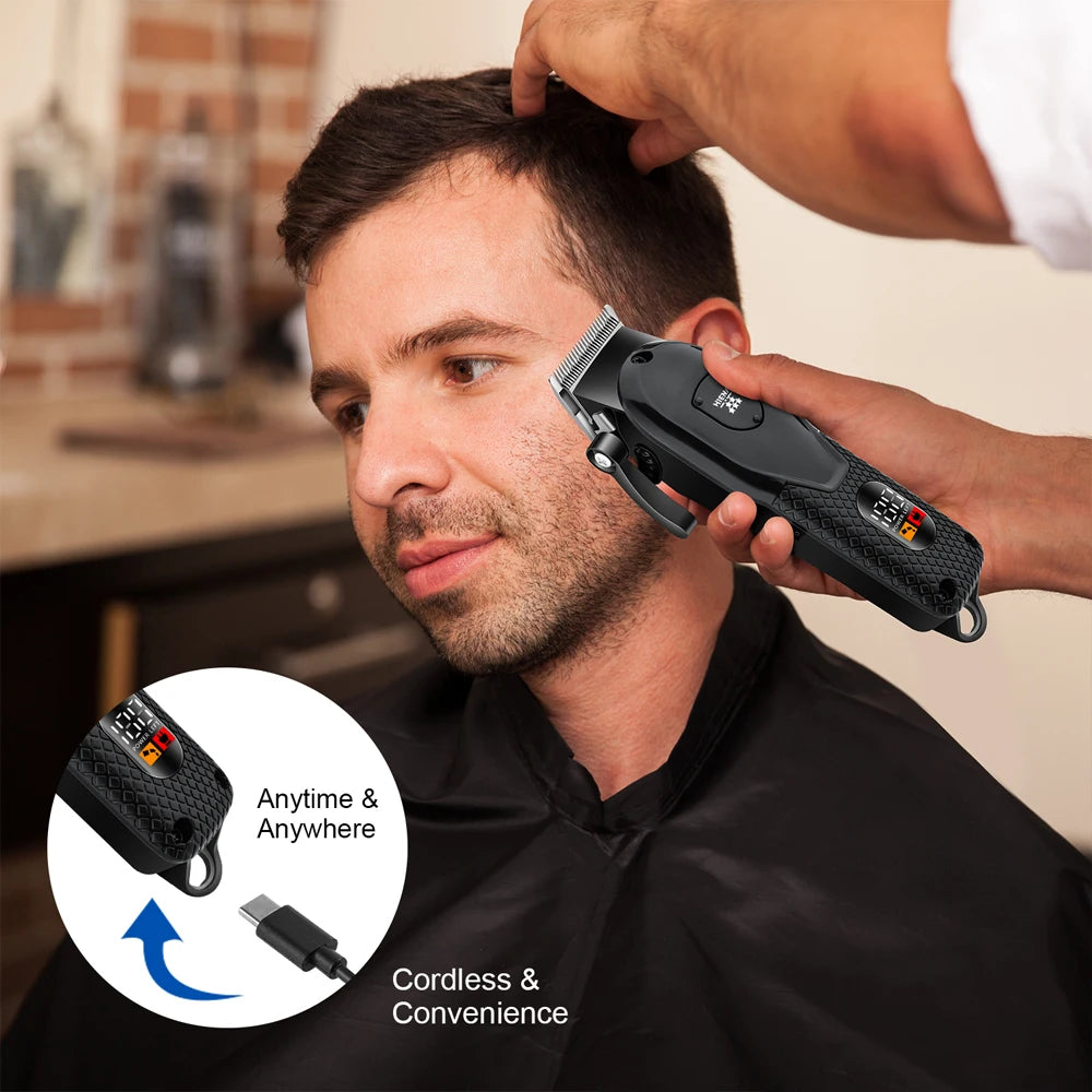 HIENA Professional Hair Clipper Kit, LCD Display Electric Grooming Set for Men