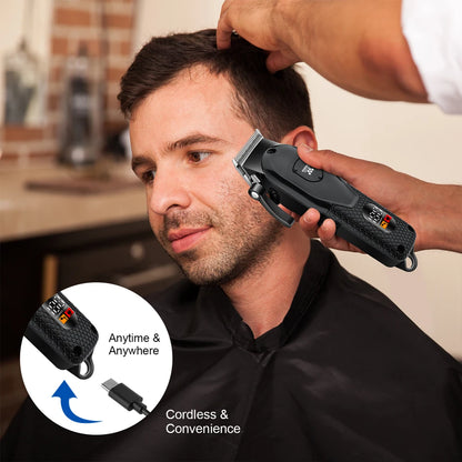 HIENA Professional Hair Clipper Kit, LCD Display Electric Grooming Set for Men