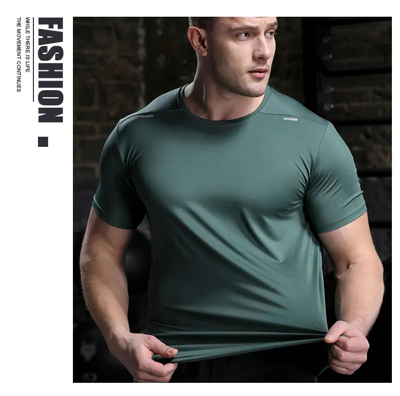 Men's Quick Dry Short Sleeve Sports Top, Breathable Cycling & Running Tee