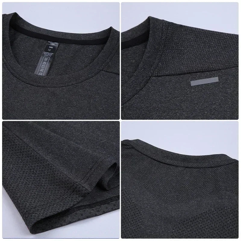 Men's Quick Dry Short Sleeve Sports Top, Breathable Cycling & Running Tee