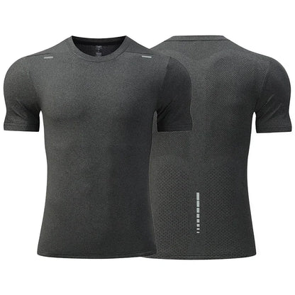 Men's Quick Dry Short Sleeve Sports Top, Breathable Cycling & Running Tee