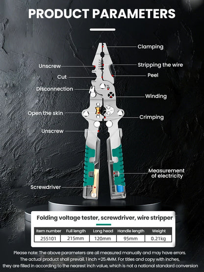 Foldable Wire Stripper & Crimping Pliers — Multifunctional