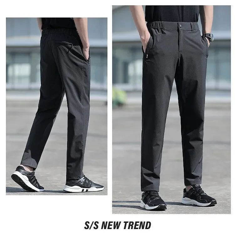 Men's Ice Silk Summer Pants, quick Dry Stretch Up to 7XL