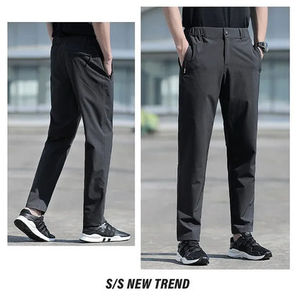 Men's Ice Silk Summer Pants, quick Dry Stretch Up to 7XL