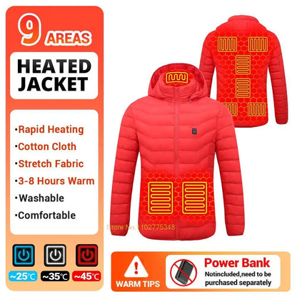 USB Electric Heated Jacket,2-21 Heating Zones