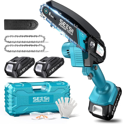 6-Inch Cordless Mini Chainsaw, 18V Compatible Electric Chain Saw