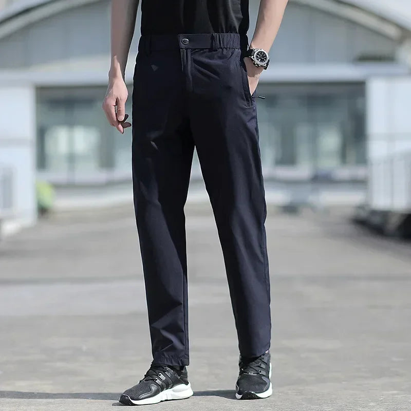 Men's Ice Silk Summer Pants, quick Dry Stretch Up to 7XL