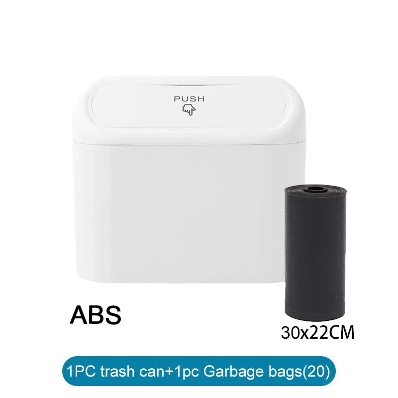 Mini Car Trash Can with Lid & 60 Garbage Bags