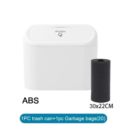Mini Car Trash Can with Lid & 60 Garbage Bags