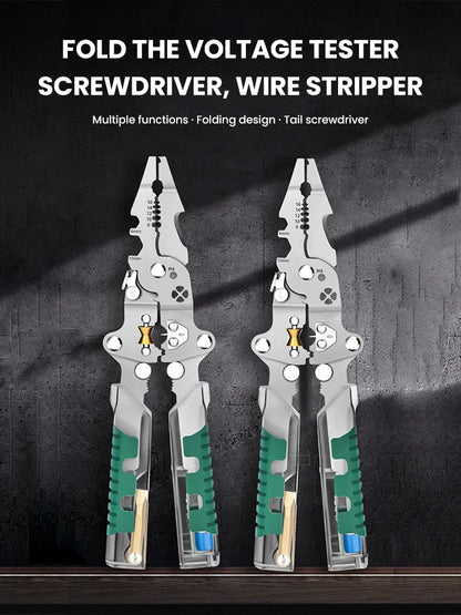 Foldable Wire Stripper & Crimping Pliers — Multifunctional
