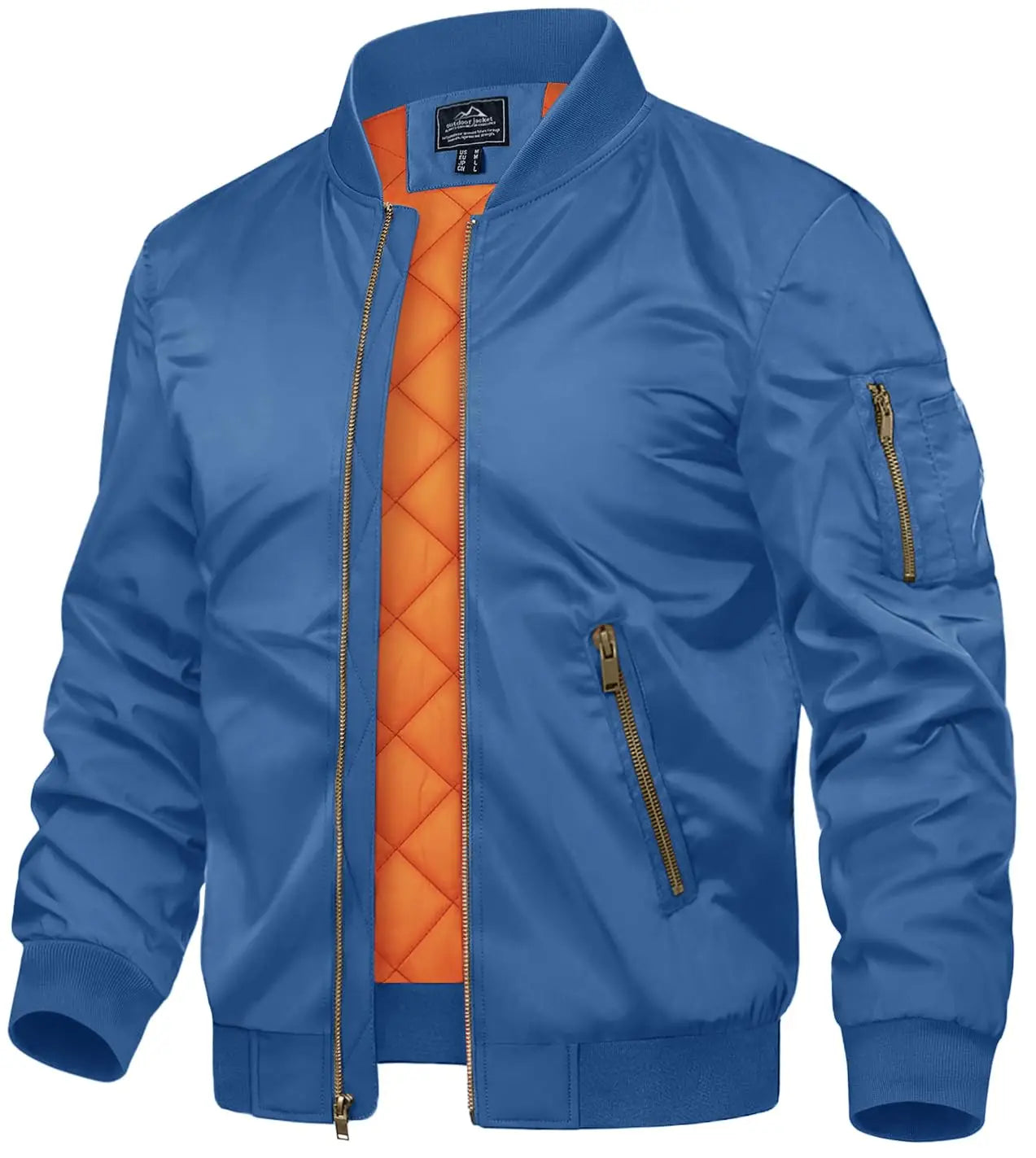 Men's Padded Bomber Jacket, Retro Pilot Varsity Streetwear Coat