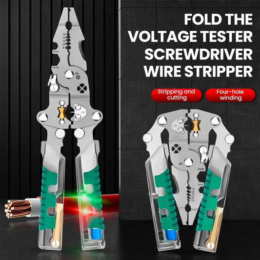Foldable Wire Stripper & Crimping Pliers — Multifunctional