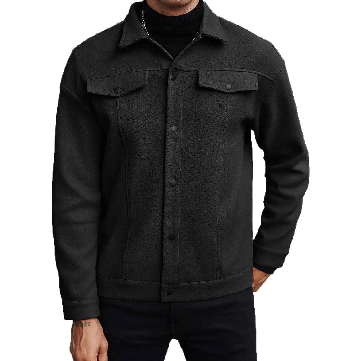 Men's Casual Shacket, Button-Up Overshirt Spring Jacket