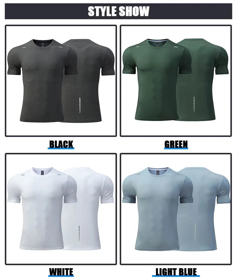 Men's Quick Dry Short Sleeve Sports Top, Breathable Cycling & Running Tee