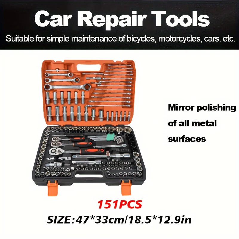 Motorcycle & Off-Road Car Repair Tool Kit — Complete Stainless Steel Set