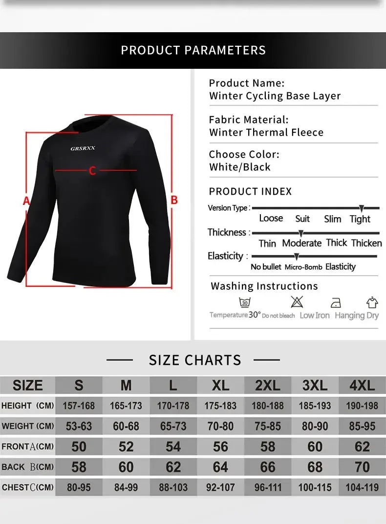 Winter Thermal Cycling Base Layer, fleece Long Sleeve