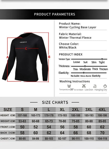 Winter Thermal Cycling Base Layer, fleece Long Sleeve