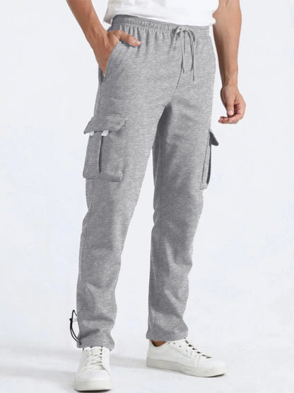 Men's Straight Fit Jogger Sweatpants, loose Oversized Multi-Pocket