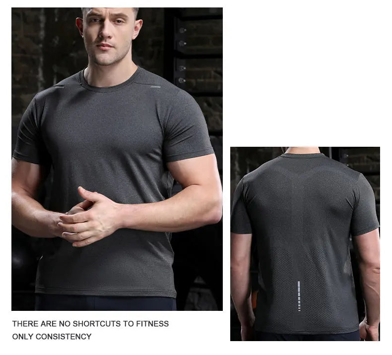 Men's Quick Dry Short Sleeve Sports Top, Breathable Cycling & Running Tee