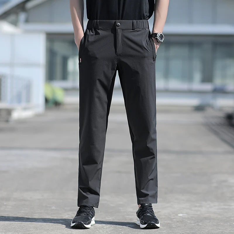Men's Ice Silk Summer Pants, quick Dry Stretch Up to 7XL