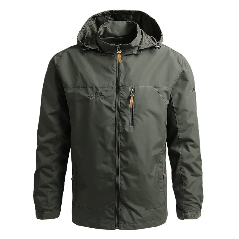 Men's Tactical Windbreaker Jacket, Waterproof Hooded Field Coat Up to 5XL