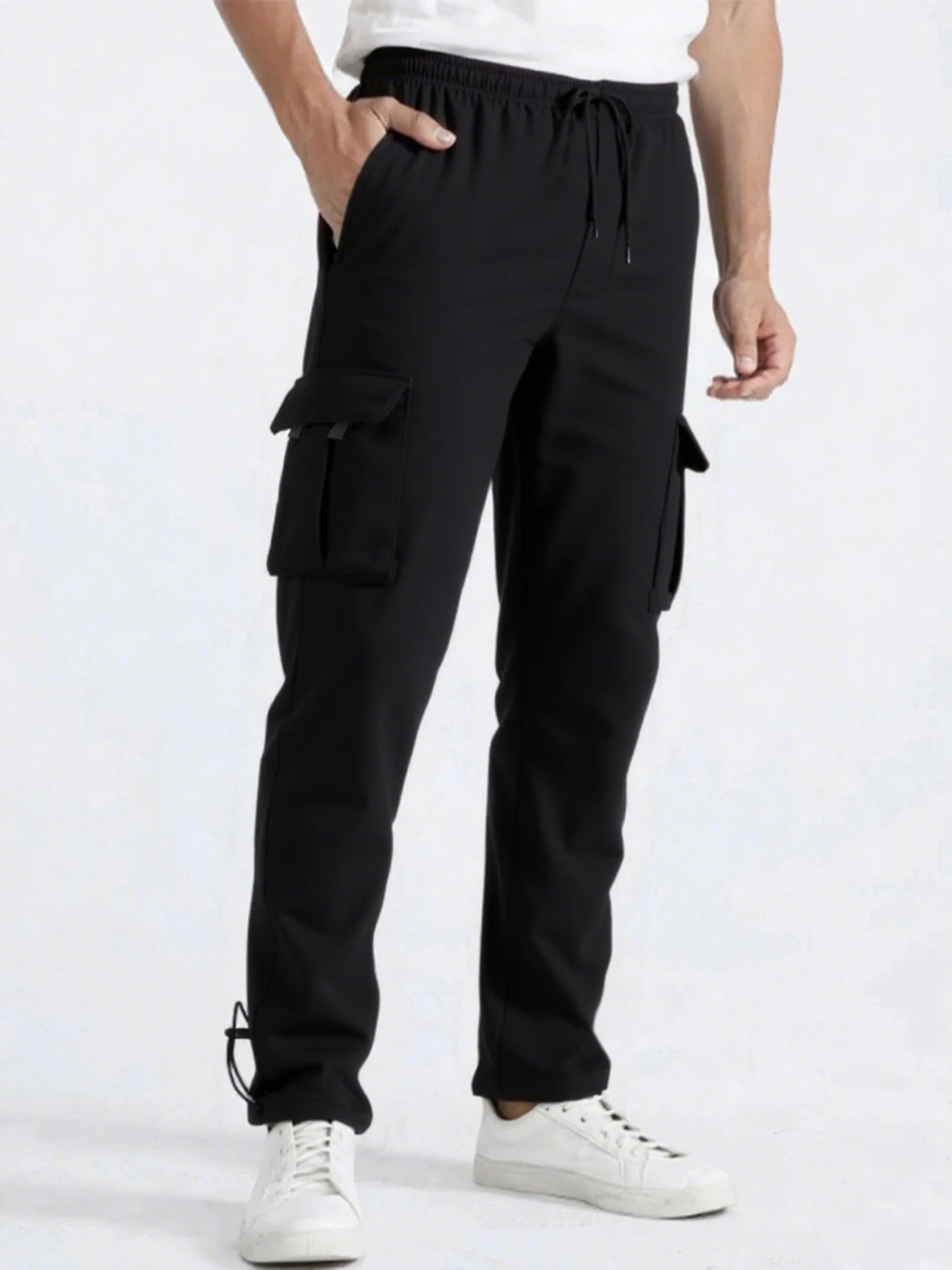 Men's Straight Fit Jogger Sweatpants, loose Oversized Multi-Pocket
