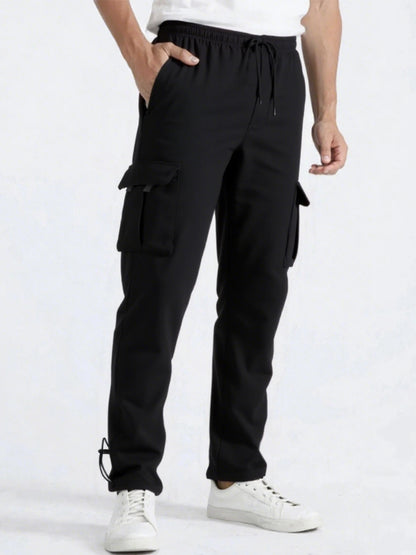 Men's Straight Fit Jogger Sweatpants, loose Oversized Multi-Pocket