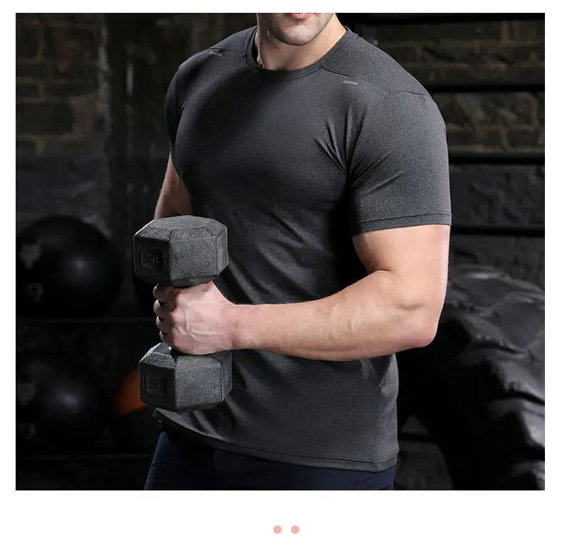 Men's Quick Dry Short Sleeve Sports Top, Breathable Cycling & Running Tee