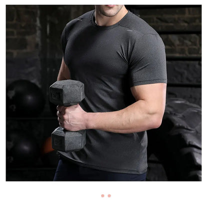 Men's Quick Dry Short Sleeve Sports Top, Breathable Cycling & Running Tee