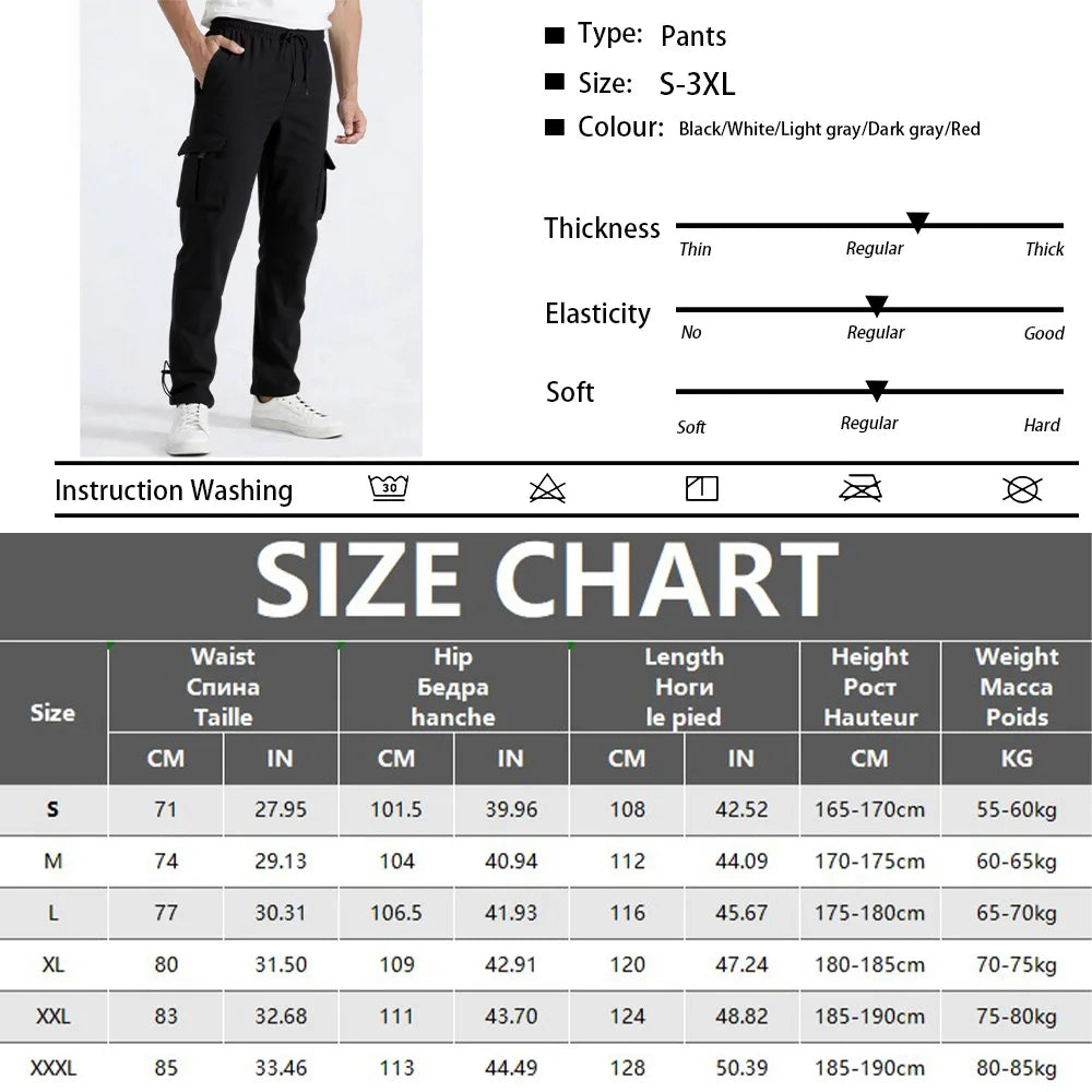 Men's Straight Fit Jogger Sweatpants, loose Oversized Multi-Pocket