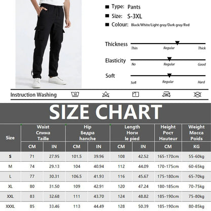Men's Straight Fit Jogger Sweatpants, loose Oversized Multi-Pocket