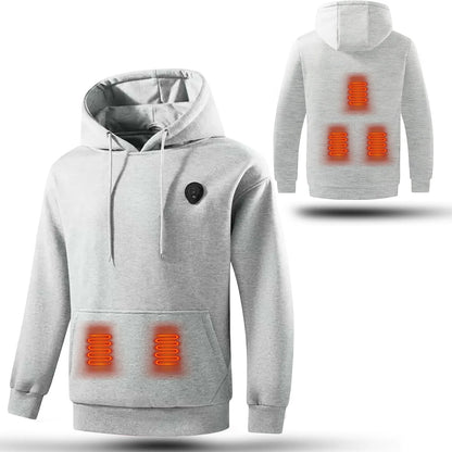Men's USB Electric Heated Hoodie, Fleece Outdoor Pullover Sweatshirt