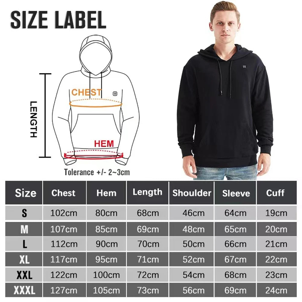 USB Heated Hoodie, 3 Heat Levels, Vintage Outdoor