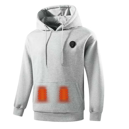 Men's USB Electric Heated Hoodie, Fleece Outdoor Pullover Sweatshirt