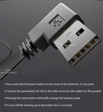 USB Electric Heated Jacket,2-21 Heating Zones