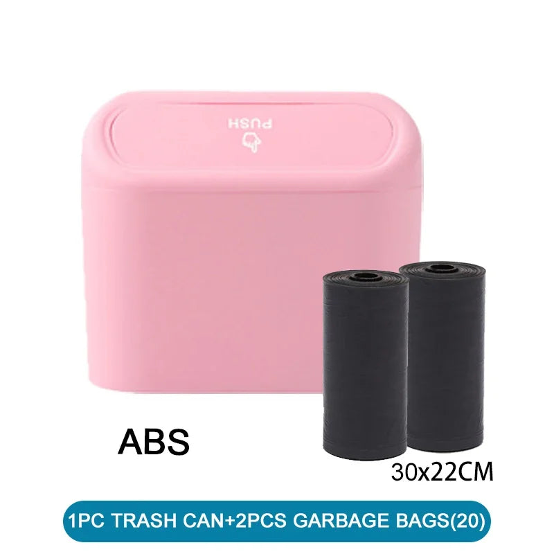 Mini Car Trash Can with Lid & 60 Garbage Bags