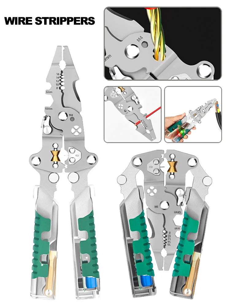 Foldable Wire Stripper & Crimping Pliers — Multifunctional