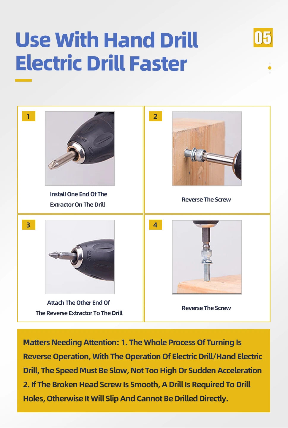 Damaged Screw & Broken Bolt Extractor Set