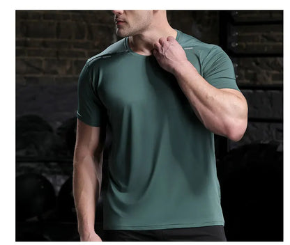 Men's Quick Dry Short Sleeve Sports Top, Breathable Cycling & Running Tee