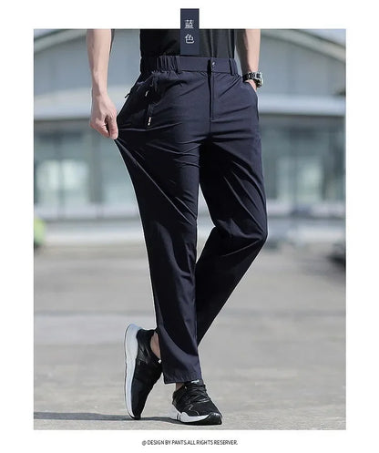 Men's Ice Silk Summer Pants, quick Dry Stretch Up to 7XL