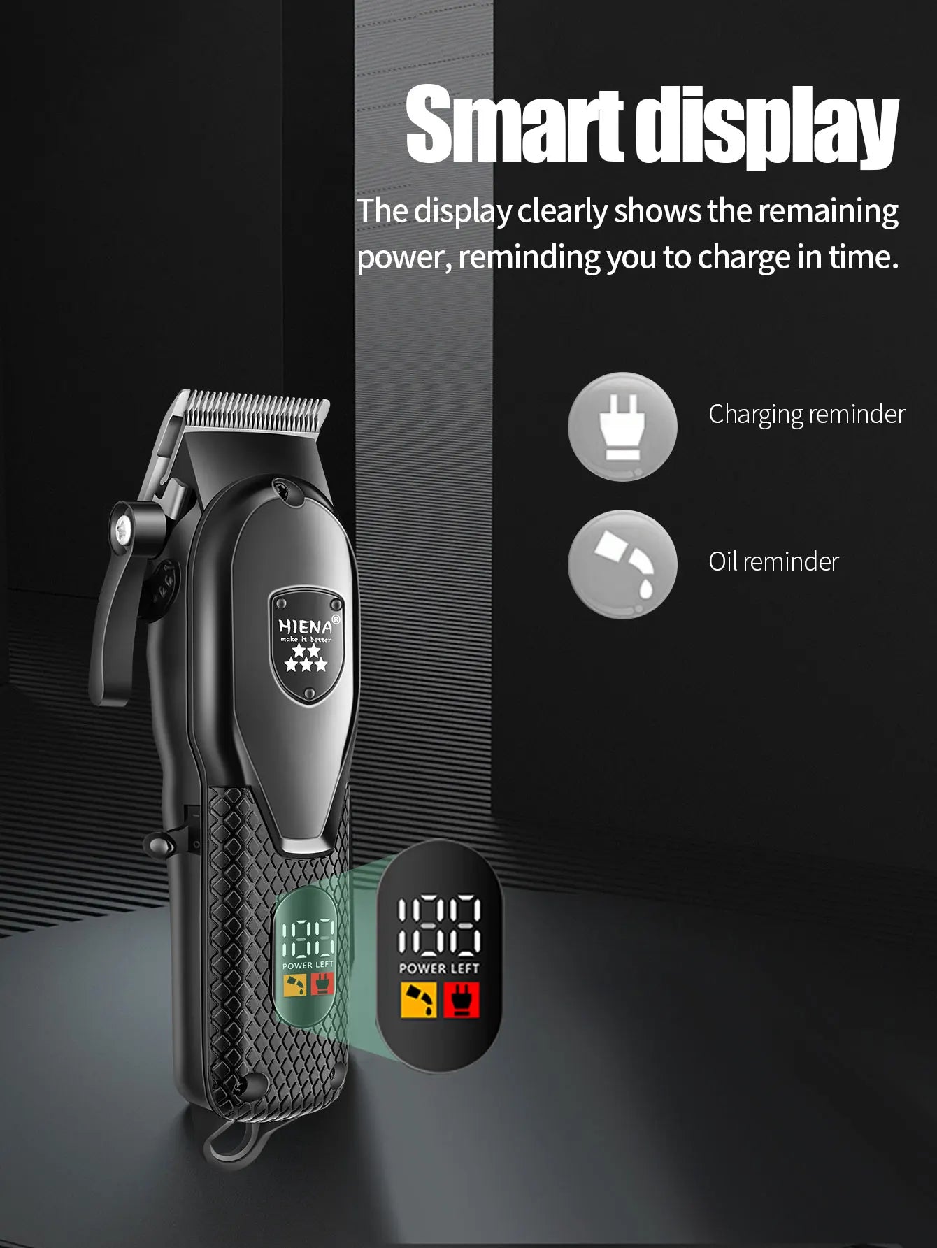 HIENA Professional Hair Clipper Kit, LCD Display Electric Grooming Set for Men