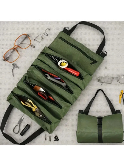 Roll-Up Tool Organizer Pouch, multi-Pocket